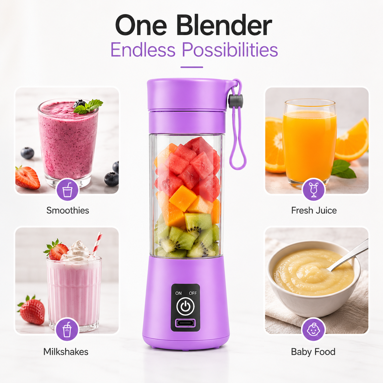 Portable Juicer Blender β USB Rechargeable 380ml