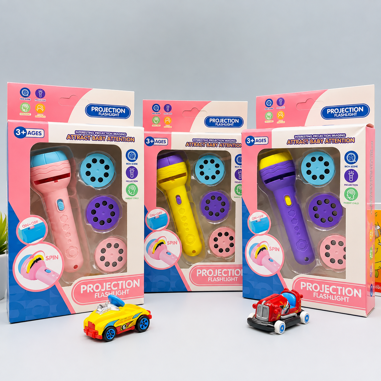 Kids Projection Flashlight with 3 Interchangeable Discs | Projector Toy