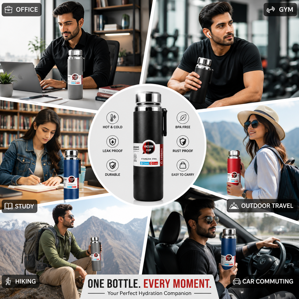 Premium Stainless Steel Thermal Bottle Vacume Insulated LeakProof – 1000ML