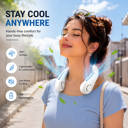 Portable Neck Fan – USB Rechargeable Cooler for Indoor & Outdoor Use