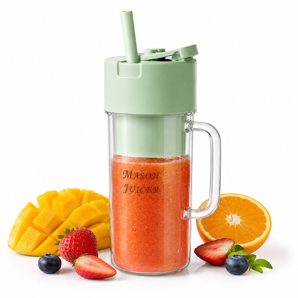 500ML Portable USB Rechargeable Juicer Blender with Straw