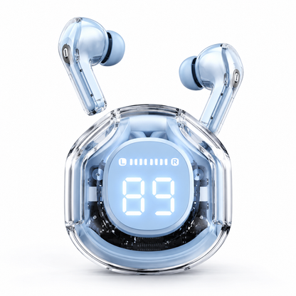 Air39 Transparent Wireless Earbuds Bluetooth 5.3 – LED Display Charging Case