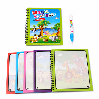 Magic Water Book for Kids – Reusable Water Coloring & Drawing Book with Magic Pen