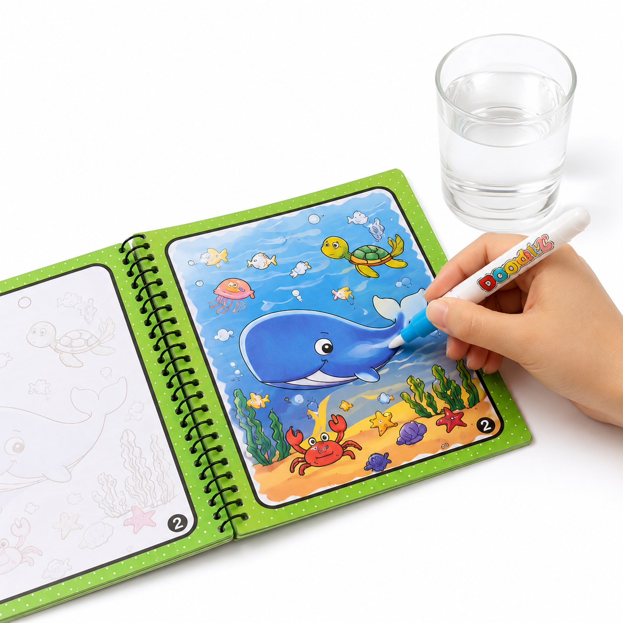 Magic Water Book for Kids – Reusable Water Coloring & Drawing Book with Magic Pen