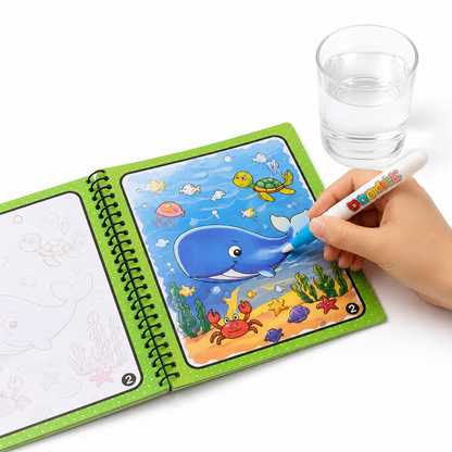 Magic Water Book for Kids – Reusable Water Coloring & Drawing Book with Magic Pen