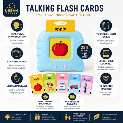 Talking Flash Cards Learning Device – Preschool Educational Toy for Kids