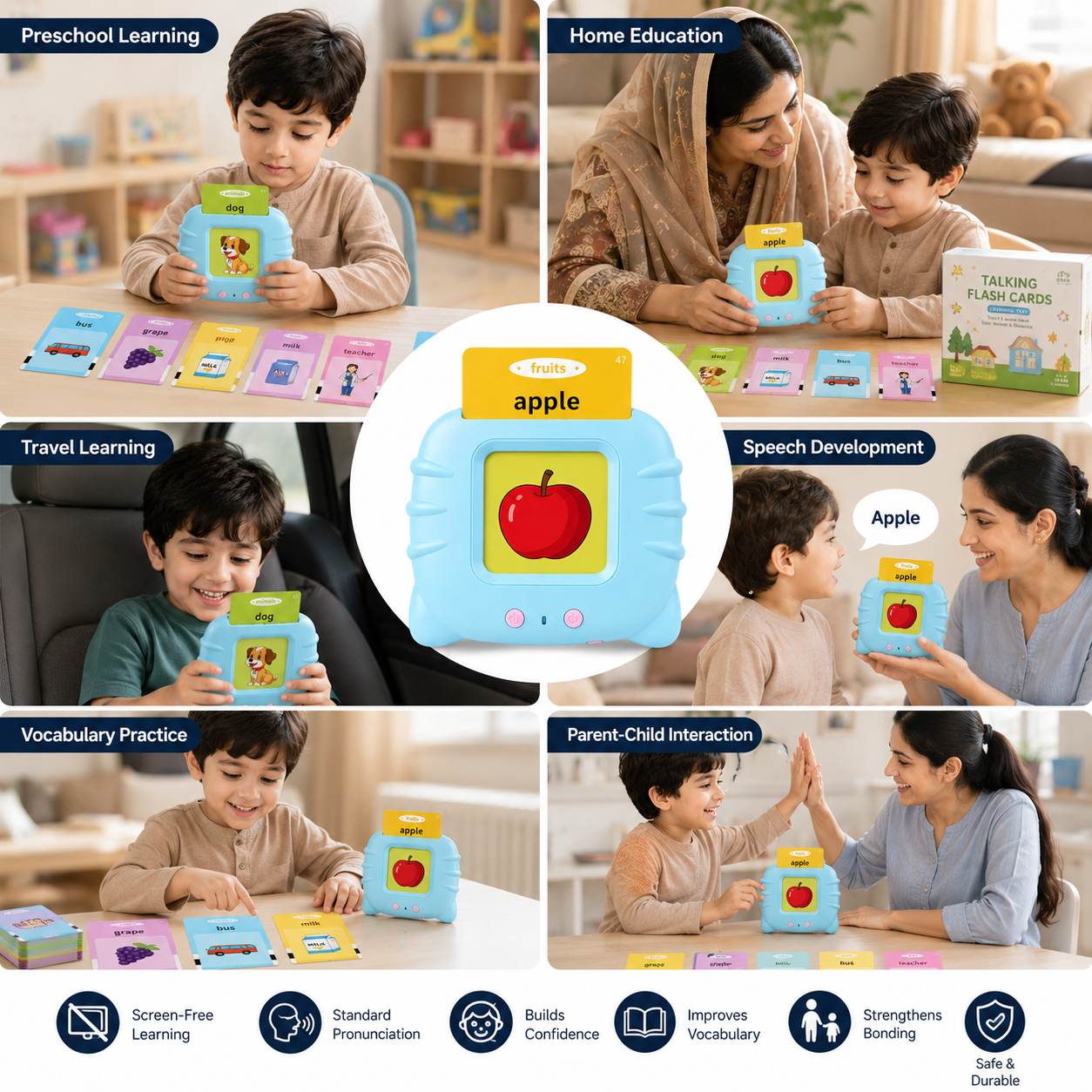 Talking Flash Cards Learning Device – Preschool Educational Toy for Kids