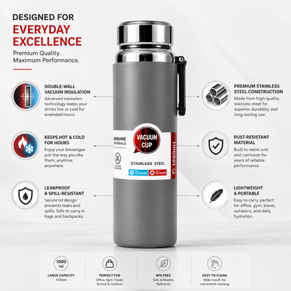 Premium Stainless Steel Thermal Bottle Vacume Insulated LeakProof – 1000ML